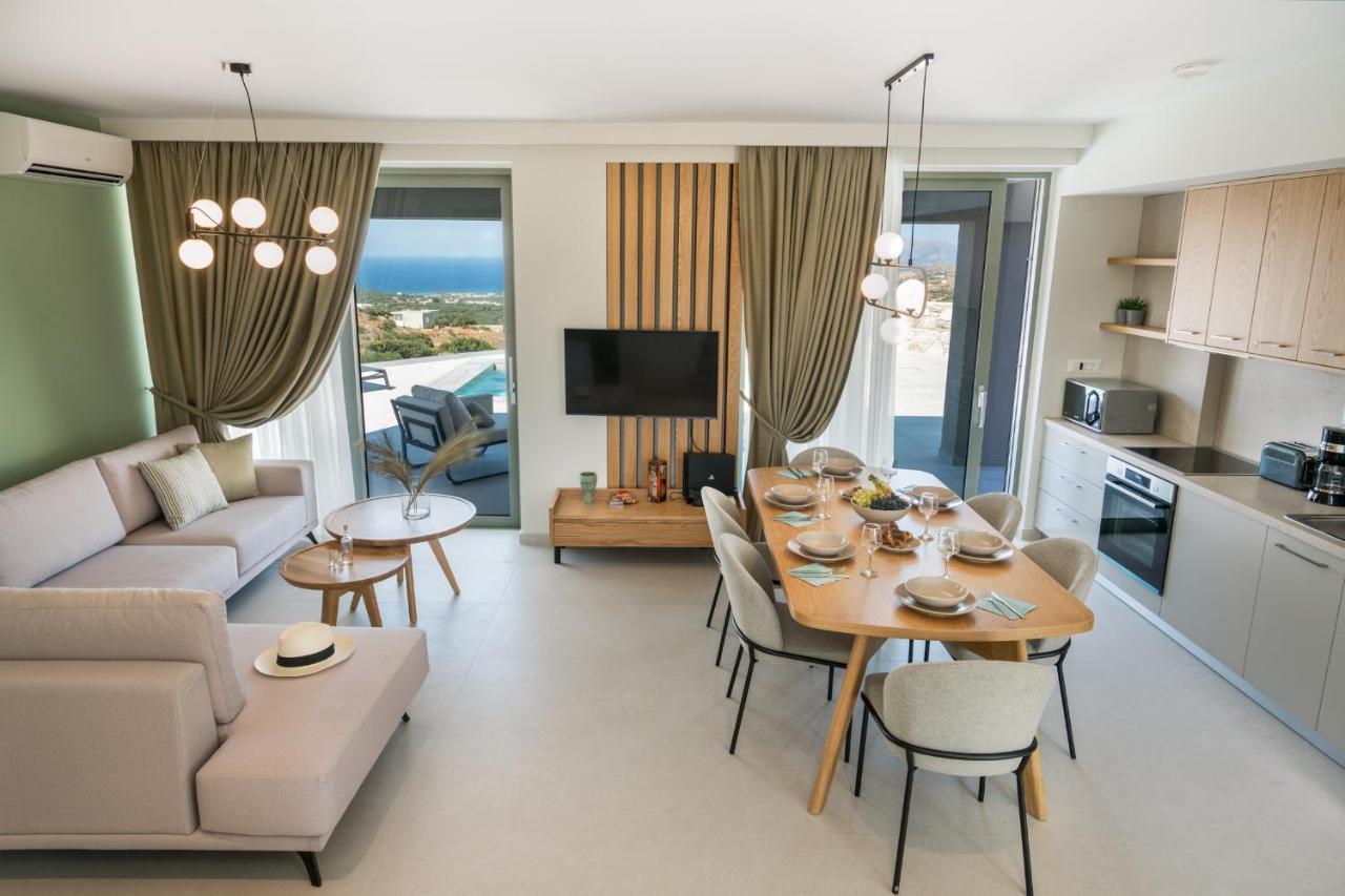 Luxurious Villa Cretan Aura With Private Heated Pool, Jacuzzi And Playroom Agios Ioannis  外观 照片
